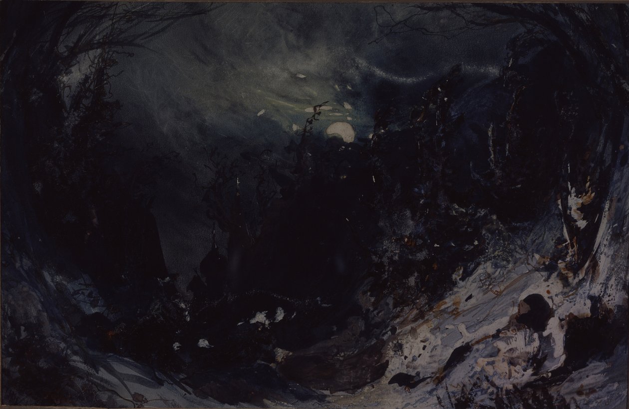 Stage Design for the Opera The Power of the Fiend by A. Serov by Mikhail Ilyich Bocharov