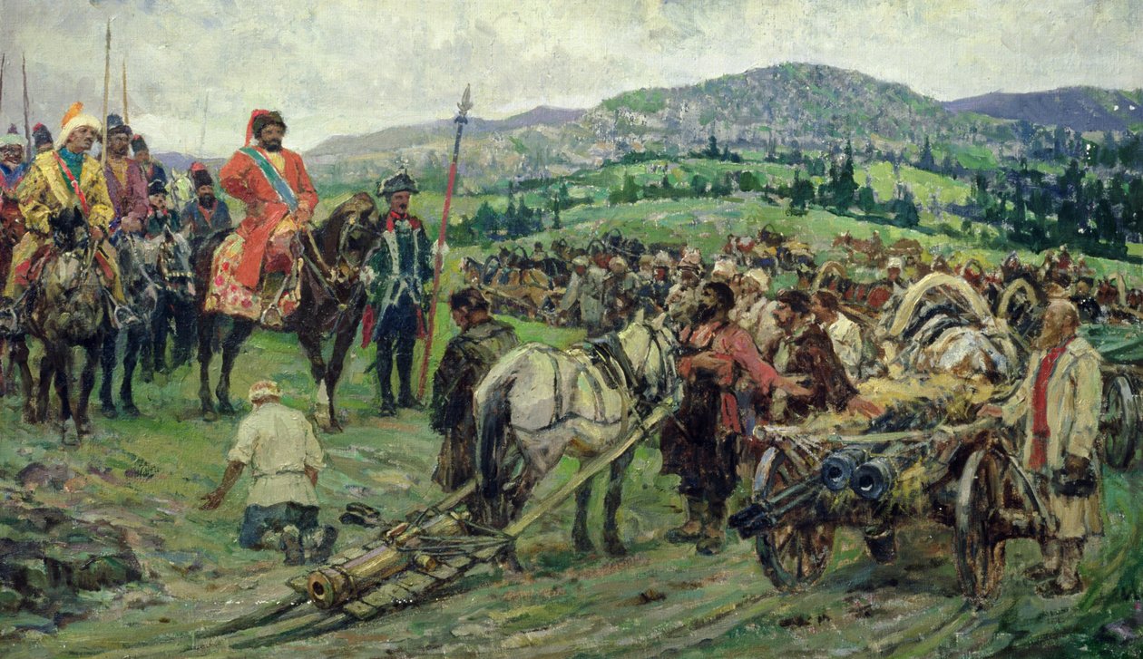 Assisting the Leader of the Peasant Revolt, Emelyan Pugachev, in the Ural by Mikhail Ivanovich Avilov