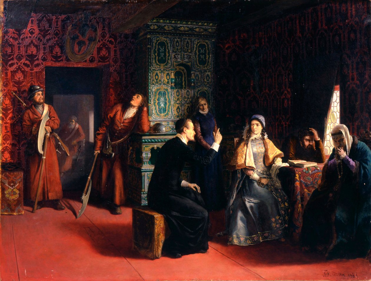 Marina Mniszech with Her Father Under Arrest by Mikhail Petrovich Klodt