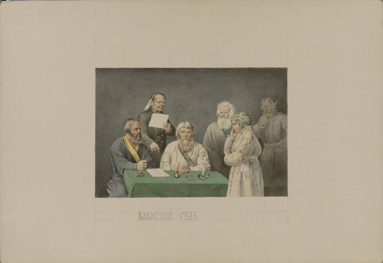 Volost Court, 1862 by Mikhail Stepanovich Znamensky