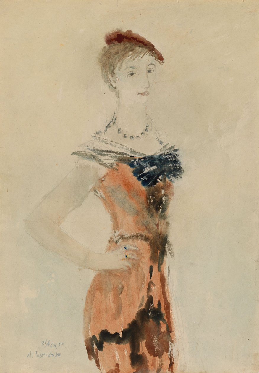Lady with a Red Beret by Mikhail Xenofontovich Sokolov