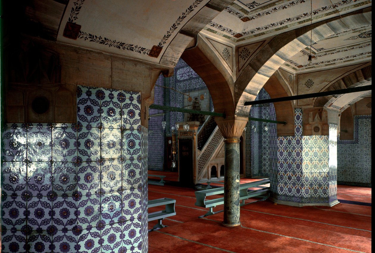Interior view of the Rustem Pasha Mosque by Mimar Sinan