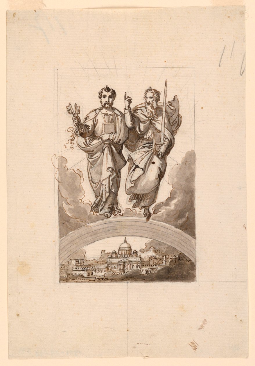 Saints Peter and Paul over the Vatican by Minardi Tommaso