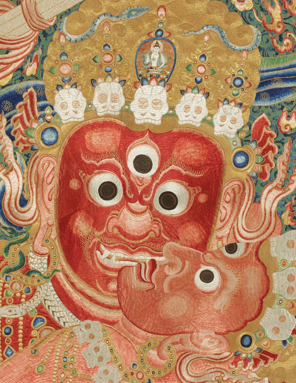 Detail of Imperial Embroidered Silk Thangka by Ming Dynasty Chinese School