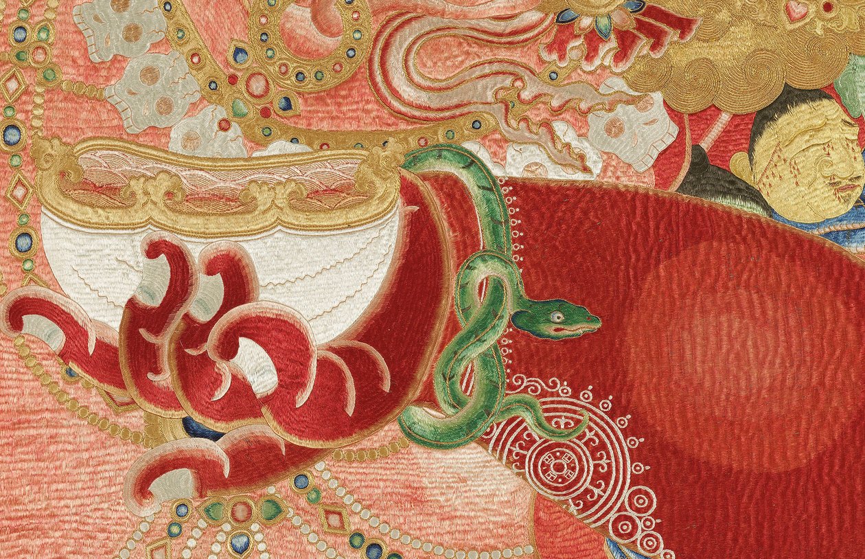 Detail of Imperial Embroidered Silk Thangka by Ming Dynasty Chinese School