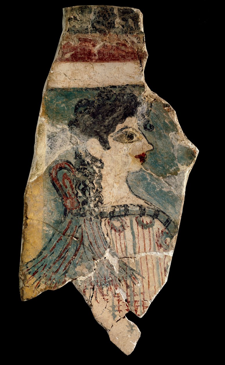 La Parisienne (Minoan Lady): Fragment of a Fresco Representing a Priestess (1500-1450 BC) by Minoan