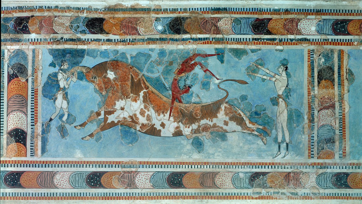 Minoan Civilization: Scene of Taurokathapsia (or Taurocatapsia) by Minoan
