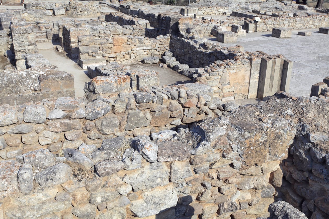 Minoan archaeological site of Phaistos. North east complex. These rooms were used to store valuable ritual vessels. The famous 