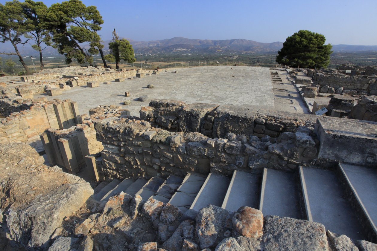 Minoan archaeological site of Phaistos. View over the central court from the north wing by Minoan