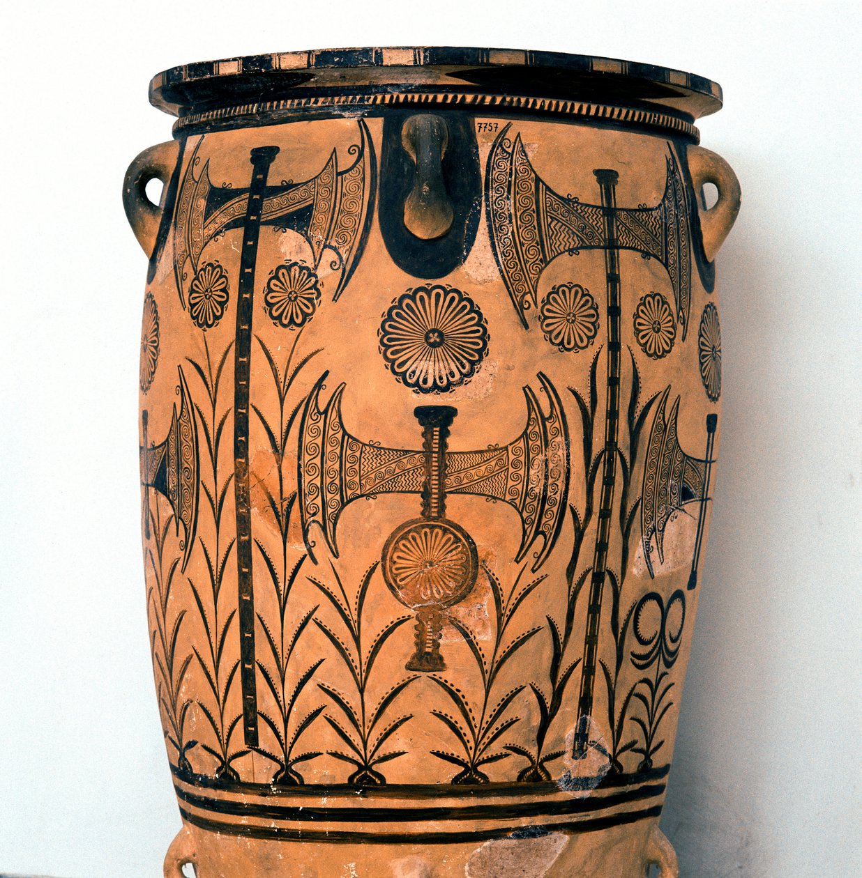 Terracotta Vase from the Neopalatiale Period with Symbols of Deities and Representations of the Sky and Earth by Minoan