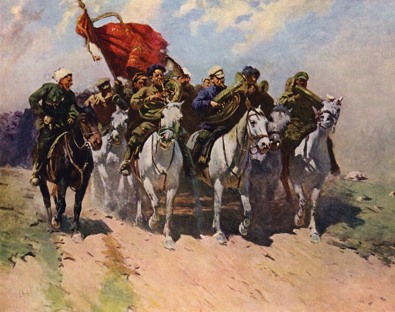 Buglers of the First Red Cavalry Army by Mitrofan Borisovic Grekov