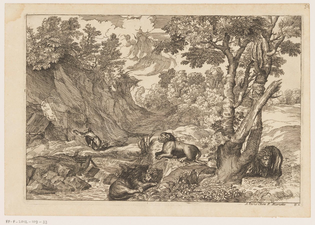 Landscape with the Penitent Jerome and Three Resting Lions (Landscapes after Titian) by Moise Jean Baptiste Fouard