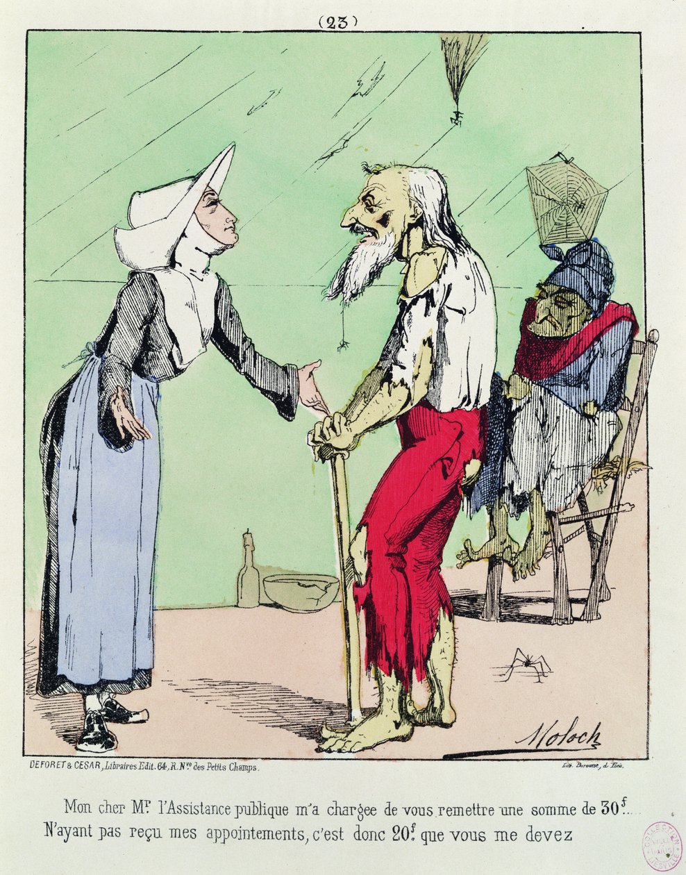 Cartoon Criticising the Assistance Publique During the Commune by Moloch