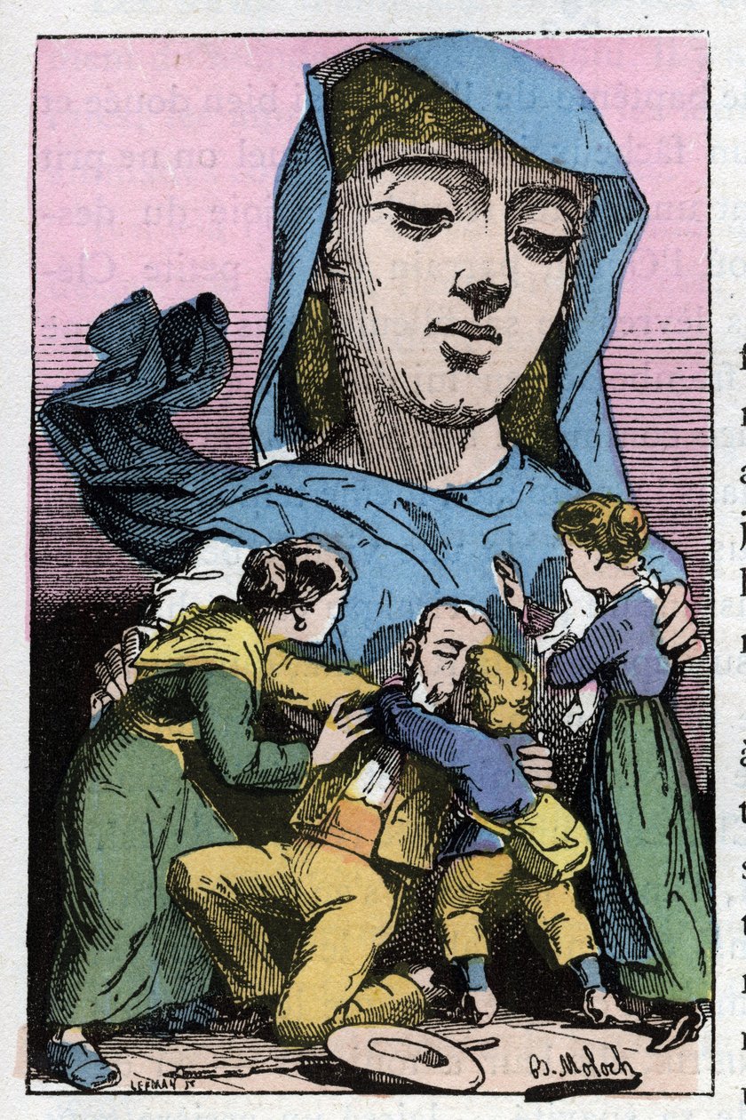Allegory of Amnesty in the 19th century in Le Trombinoscope by Touchatout, cartoon by B. Moloch of 1882 (1849-1909). Private collection by Moloch