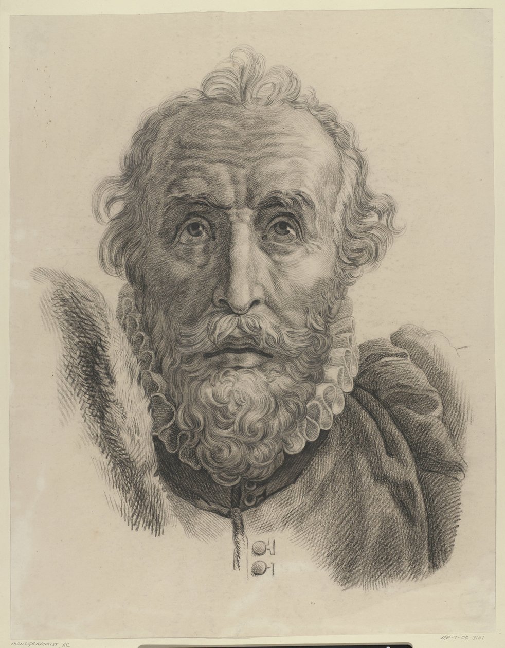 Head of a Bearded Man, Front View by Monogrammist AC