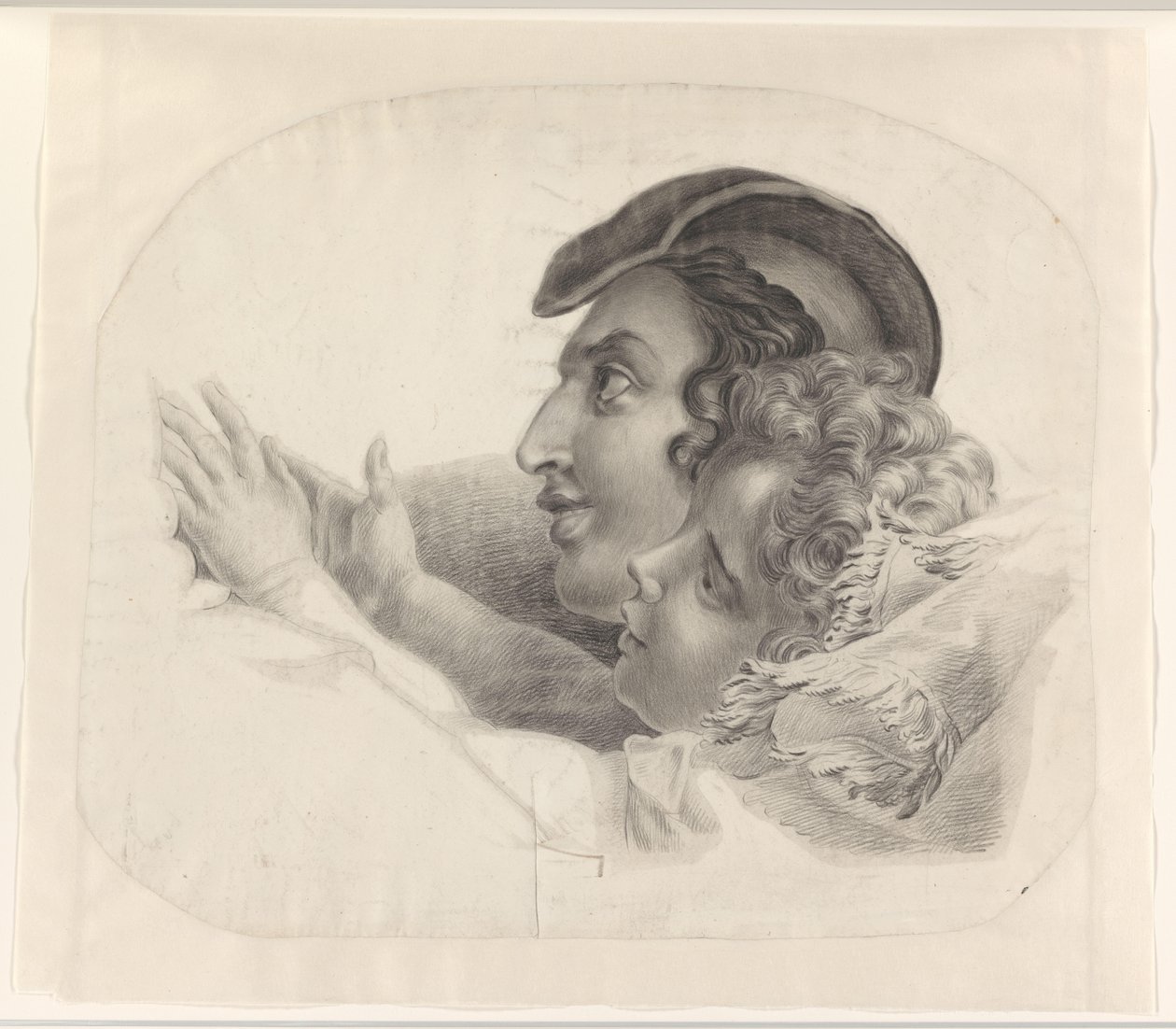 Heads of a Mother with Child, Facing Left by Monogrammist AC