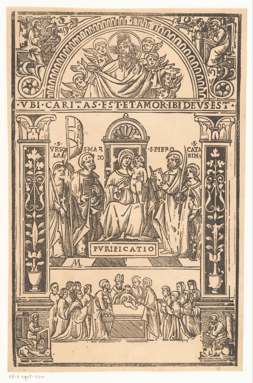 Mary with Child and Saints (Sacra Conversazione) by Monogrammist AM (prentmaker 16e eeuw)