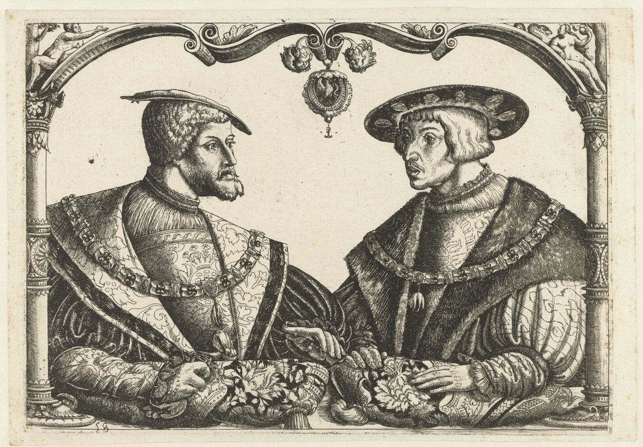Charles V and Ferdinand I by Monogrammist CB met boom (attributed to)