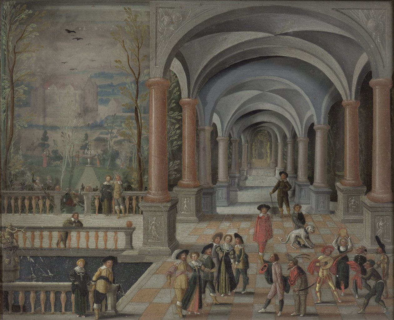 Festive Gathering and Figures from a Commedia dell