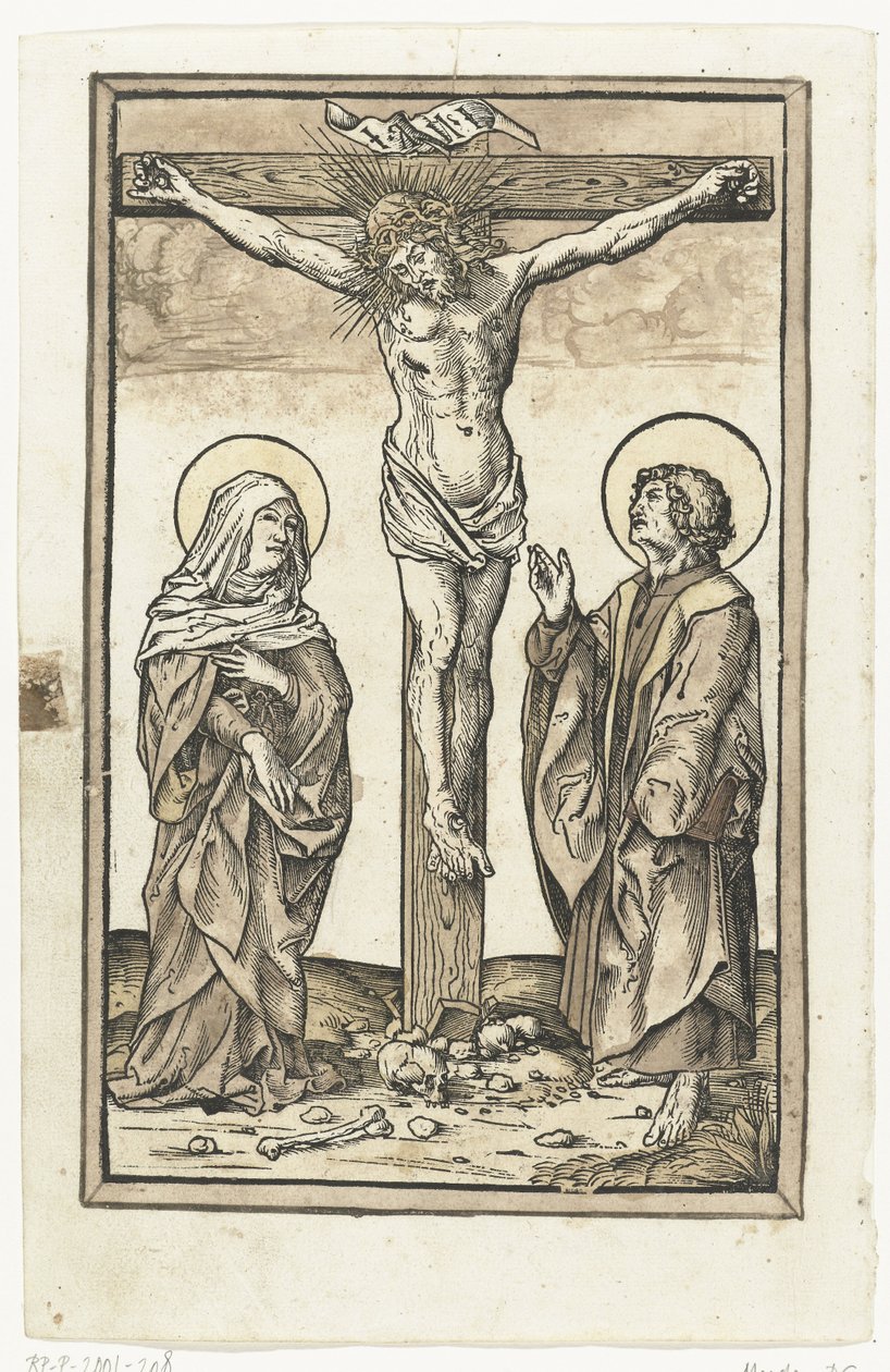 Christ on the Cross, with Mary and John by Monogrammist DS (graveur) (attributed to)