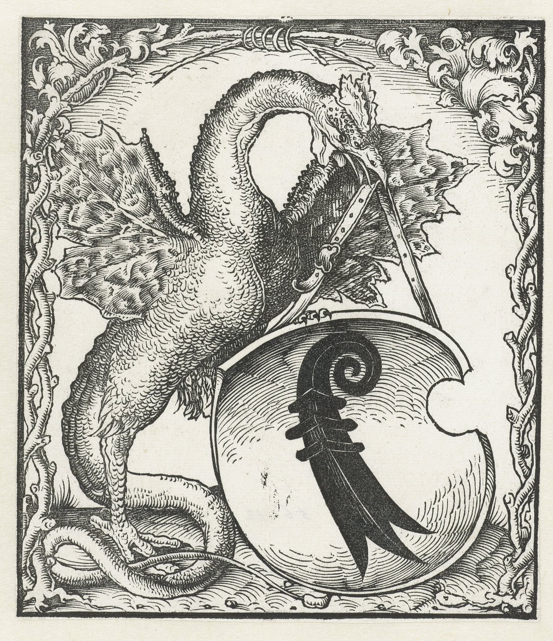 Dragon with the Coat of Arms of Basel by Monogrammist DS (graveur) (attributed to)