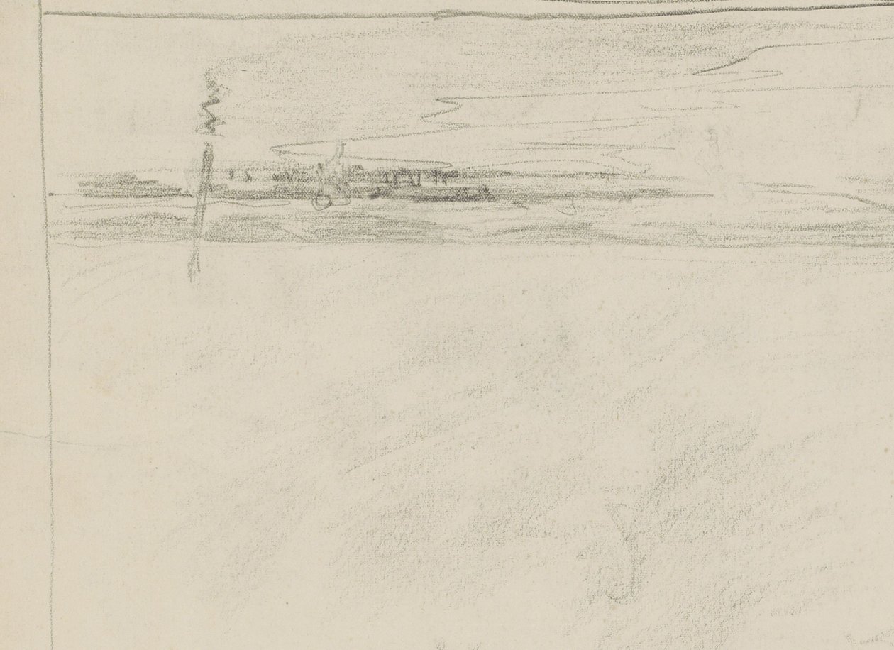 Seascape with Jetty and a Figure at the Waterline by Monogrammist DS (tekenaar)