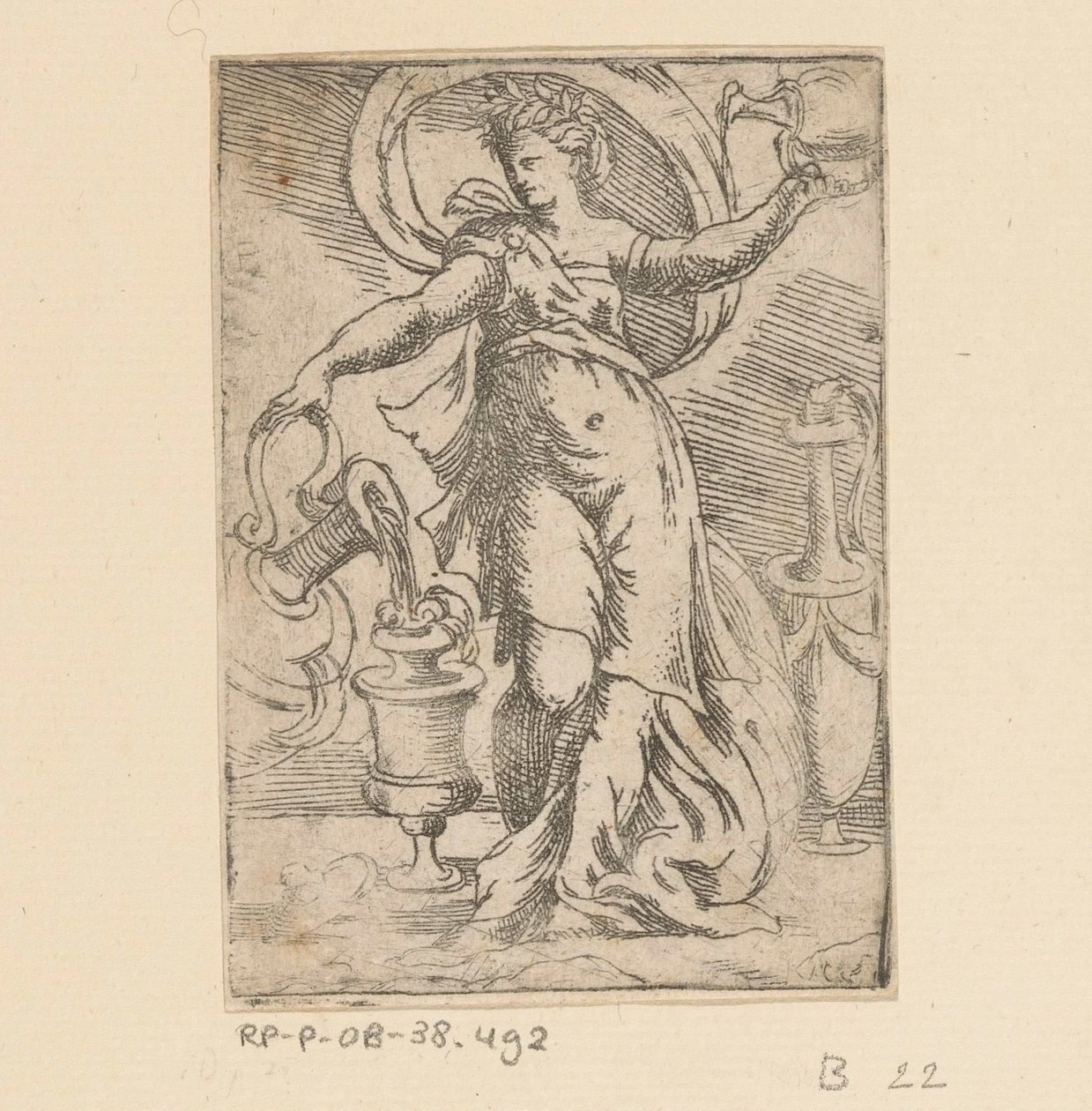 Woman with Jugs and Pitchers by Monogrammist FP (Italië; 16e eeuw)