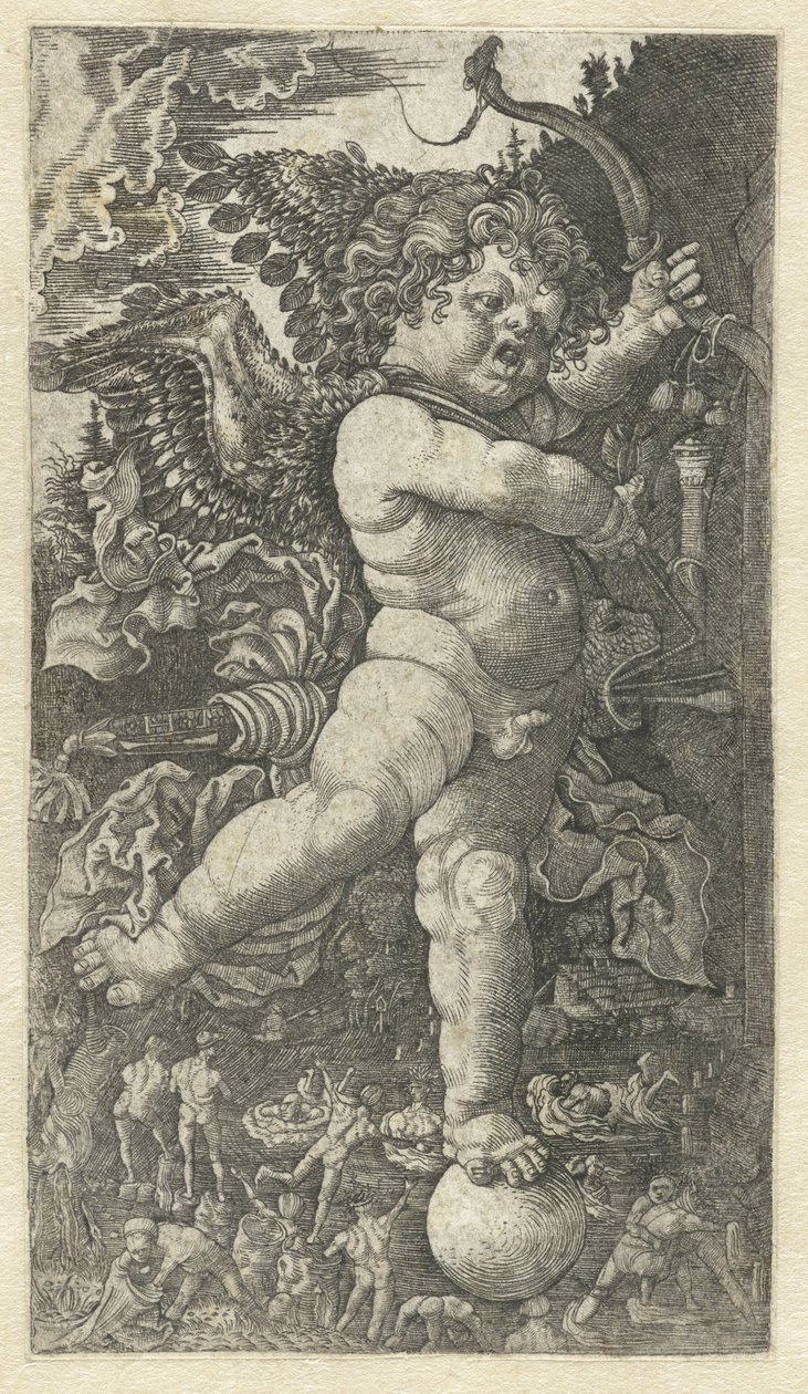 Angry Cupid on a Ball by Monogrammist HL