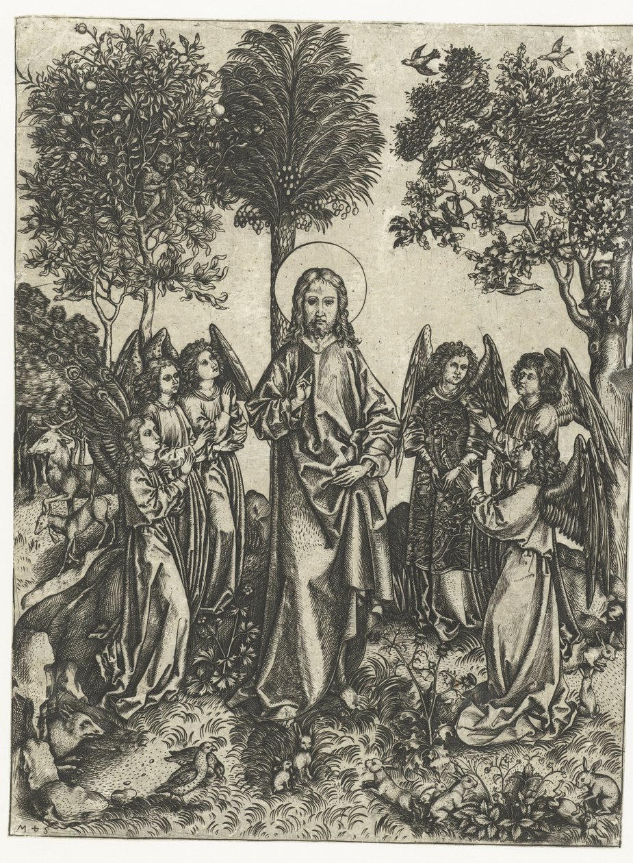 Christ in the Wilderness with Angels by Monogrammist IE