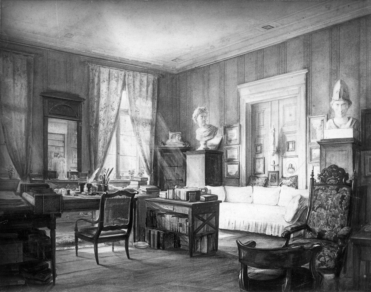 The Study of Wilhelm Grimm in Linkstraße No. 7 in Berlin by Moritz Hoffmann