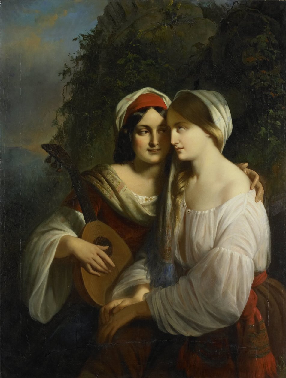 Two Women in Italian Dress by Moritz Calisch (signed by artist)