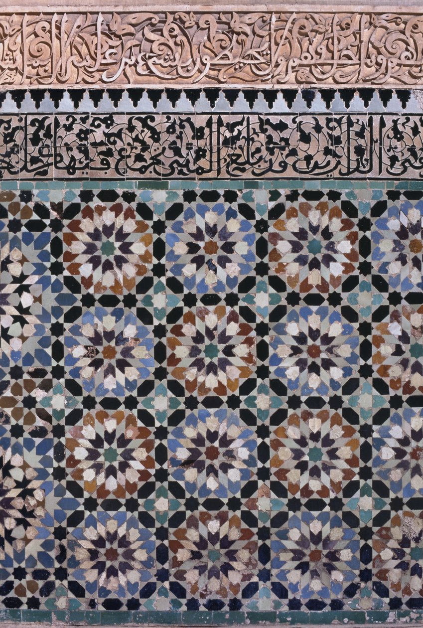 Wall of the main courtyard (detail), built by the Saadians in 1565 by Moroccan School