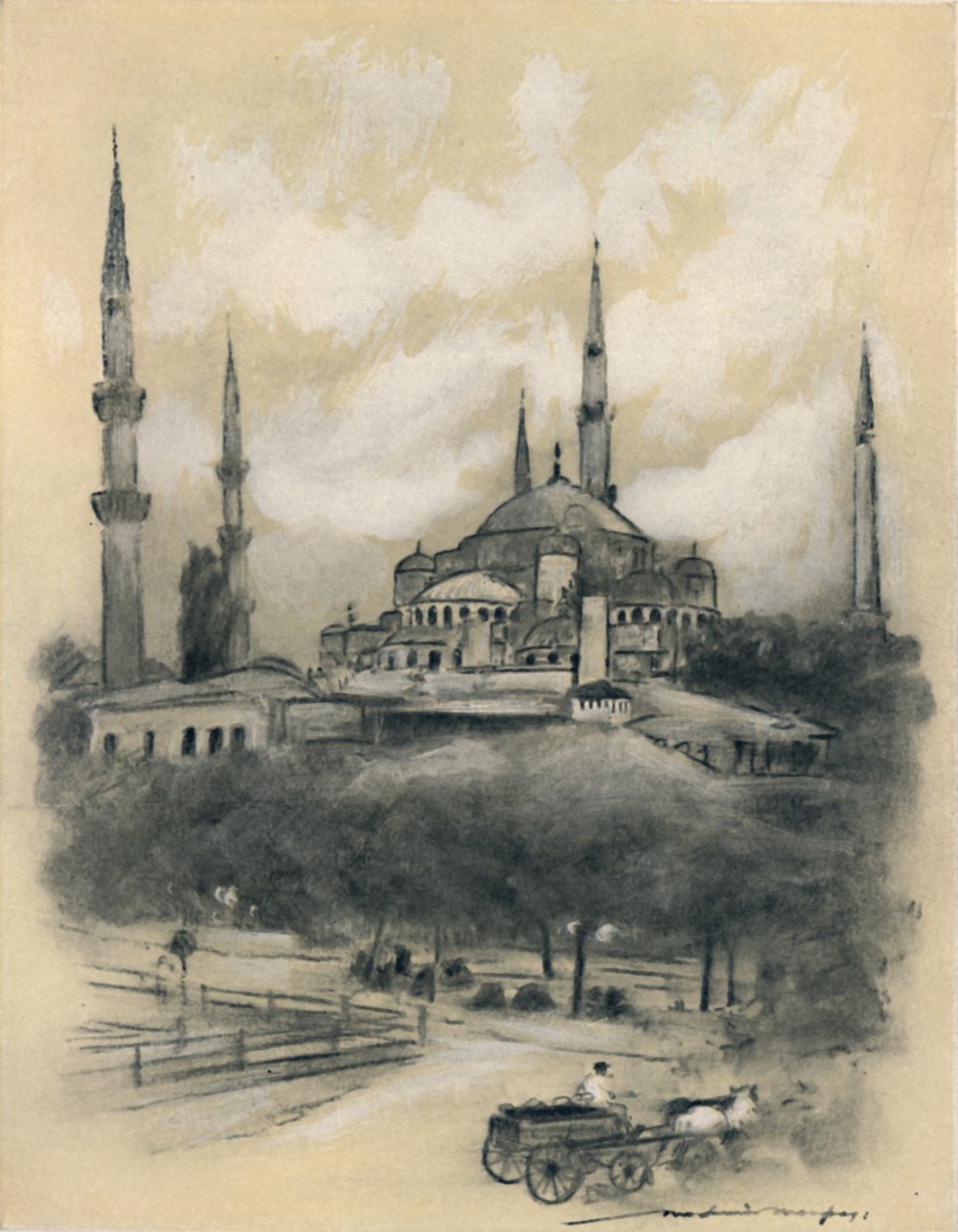 Mosque of St. Sophia, Constantinople by Mortimer L Menpes