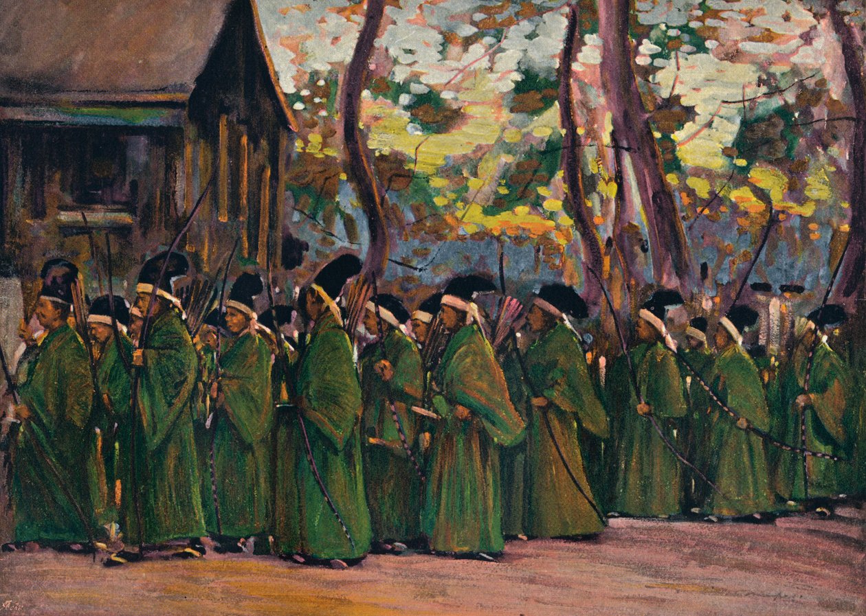 Procession of Archers at Kioto by Mortimer L Menpes