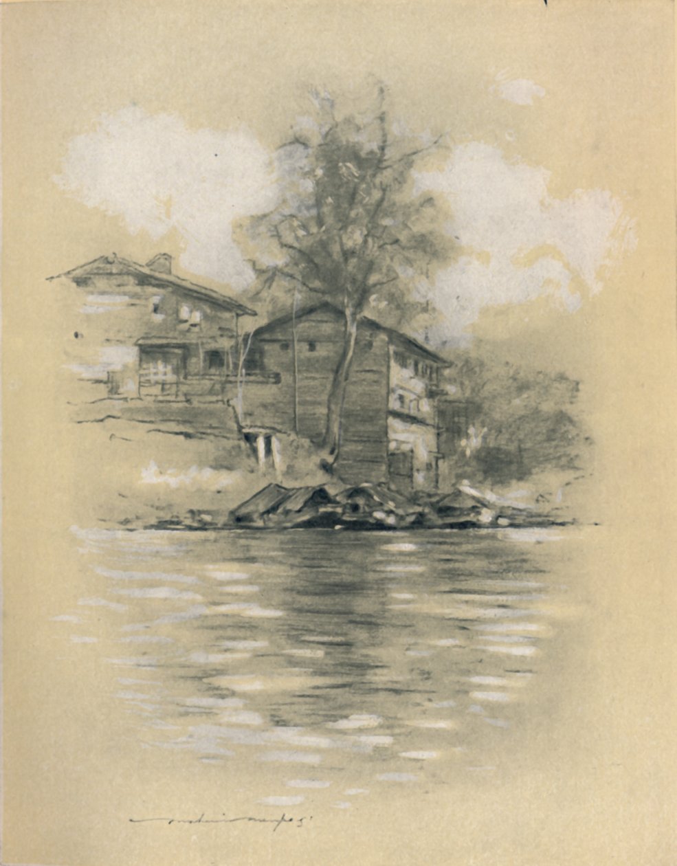 River Dwelling at Srinagar, 1903 by Mortimer L Menpes