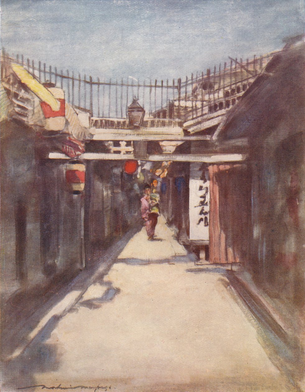 The Street with the Gallery by Mortimer L Menpes