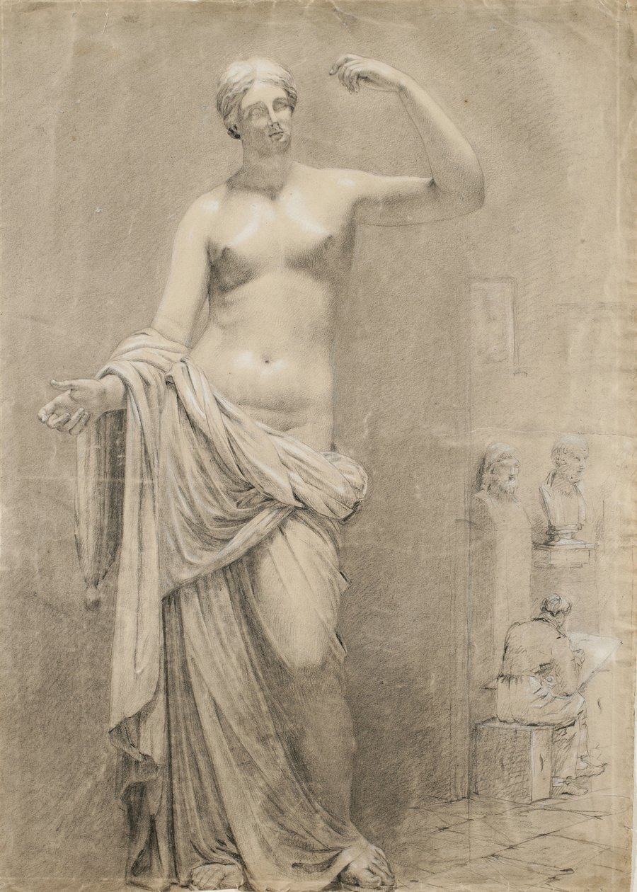 Cast of Venus with Student Sketching in Background by Moseley Danforth