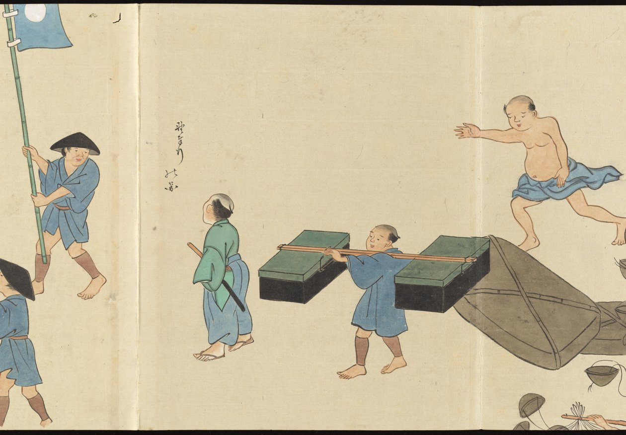 Illustrations of Uji Tea Production by Motonari Sait?