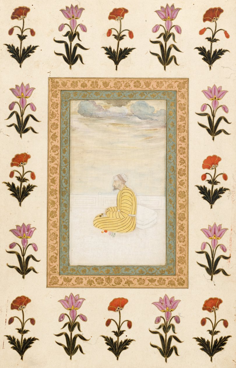 Contemplative Man Seated on a Terrace, 1674-1675 by Mughal School