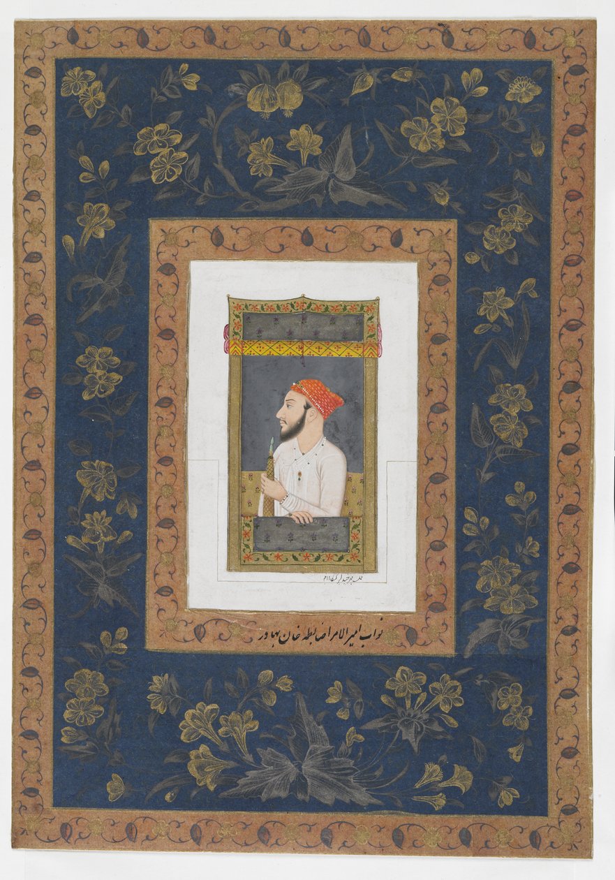 Nawab Amir al-Umara Zabita Khan, Detached Album Folio with Painting, c.1770 by Mughal School
