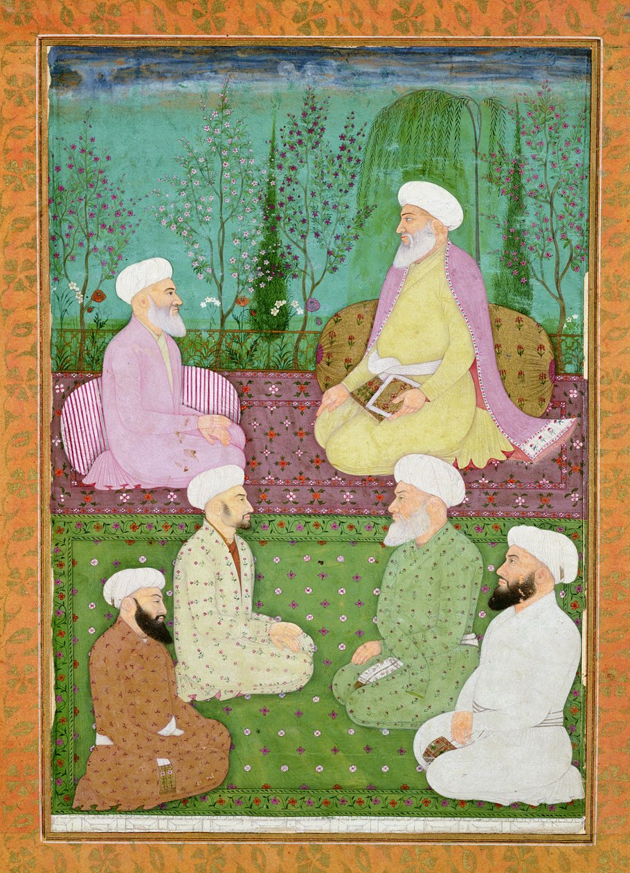 Six Muslim Holy Men Seated on a Garden Terrace, from the Large Clive Album by Mughal School