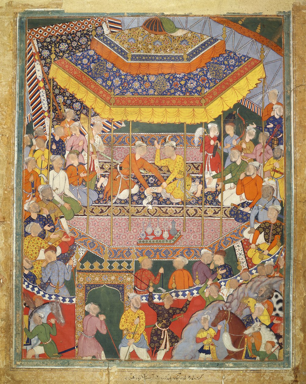 Alamshah converses with Qubad, illustration from the Hamza Nama by Mughal School