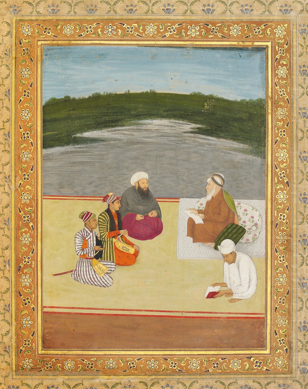 Discussion between learned men and princes by Mughal School