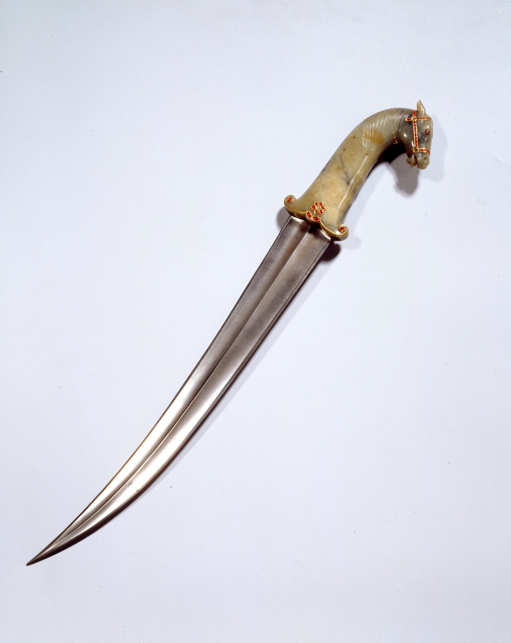 Mughal Art: Horse-Head Dagger in Damascus Steel by Mughal School