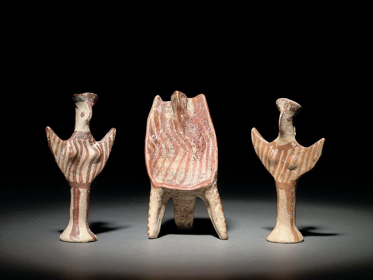 Psi figure, throne with seated figure, and Psi figure, c.1300-1200 BC by Mycenaean