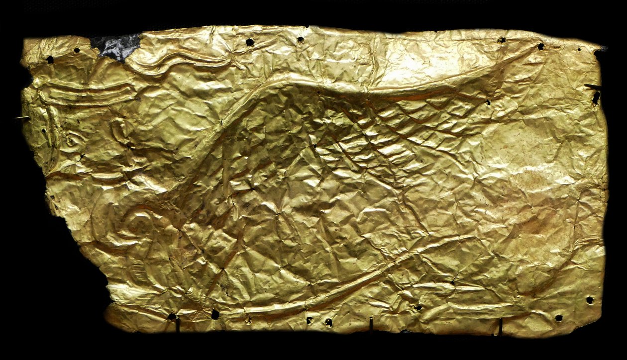 Sheet Gold Cover for Glass Vase-Shaped Plaque by Mycenaean