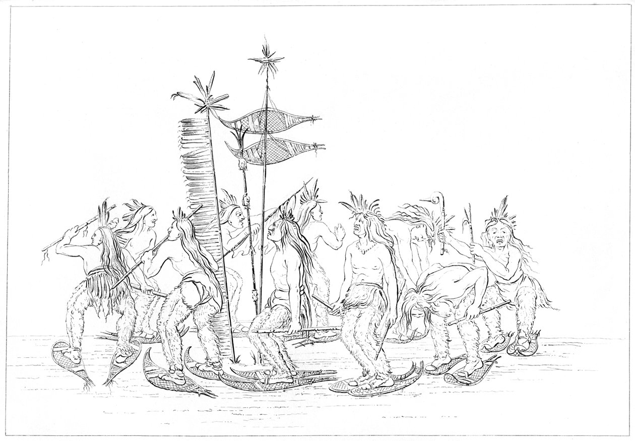 Chippewa snowshoe dance, 1841 by Myers and Co