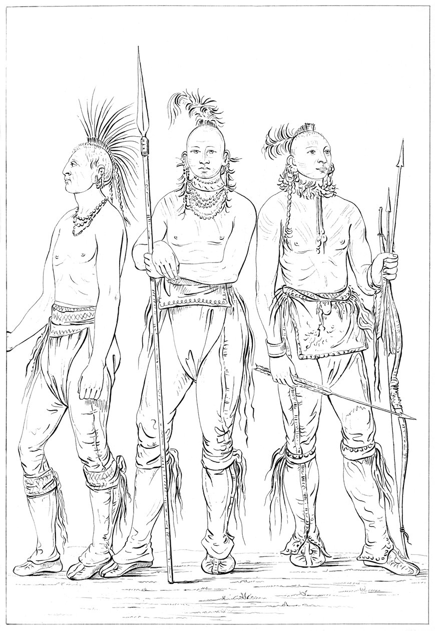 Three Osage Braves, 1841 by Myers and Co