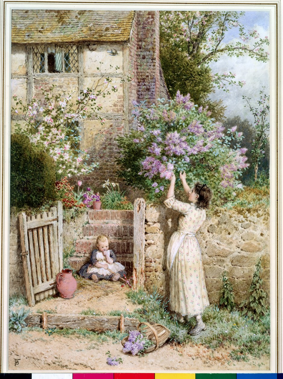 The Lilac Cottage by Myles Birket Foster