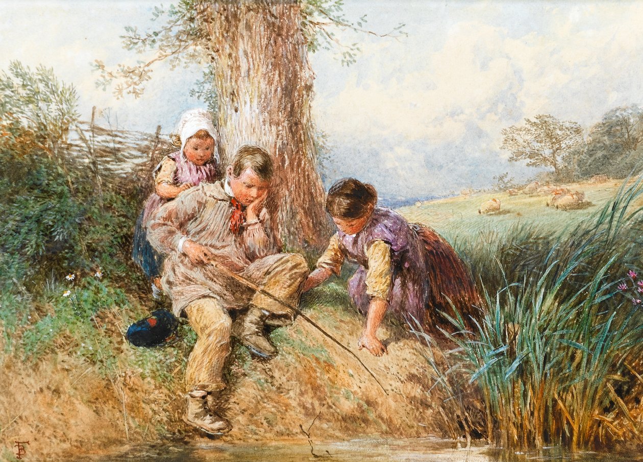 Young Anglers: No Luck Today by Myles Birket Foster